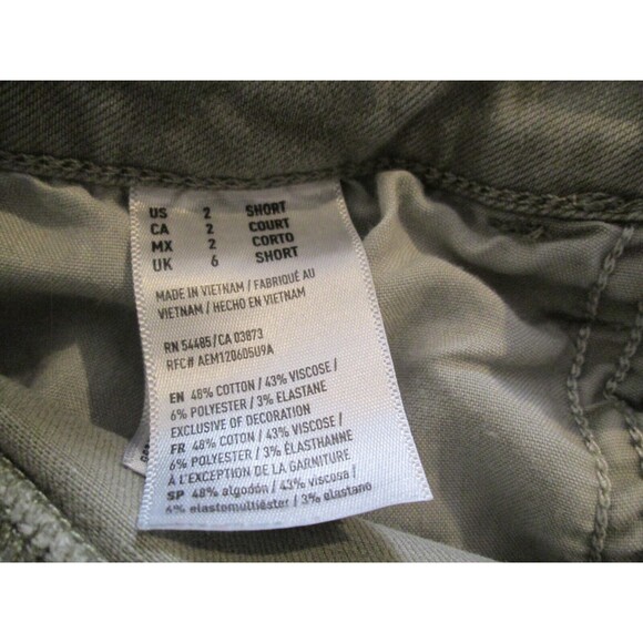 American Eagle Jegging Cropped Pants Size 2 Olive Green Floral Embroidered - Picture 4 of 5